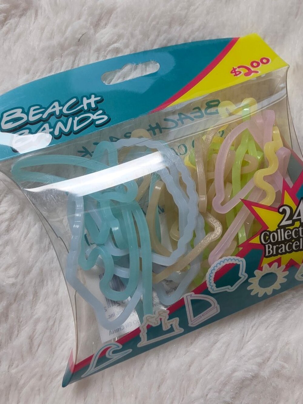 Beach Bandz Collectible Shaped Rubber Bands Bracelets 24 Count Beach Theme New